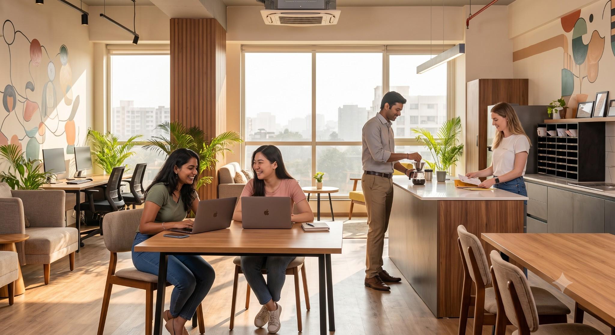 Coliving spaces for rent in Pune with modern common living and workspace
